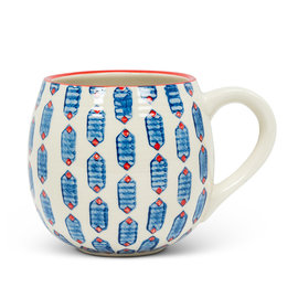 BLUE GEO PATTERN BALL MUG