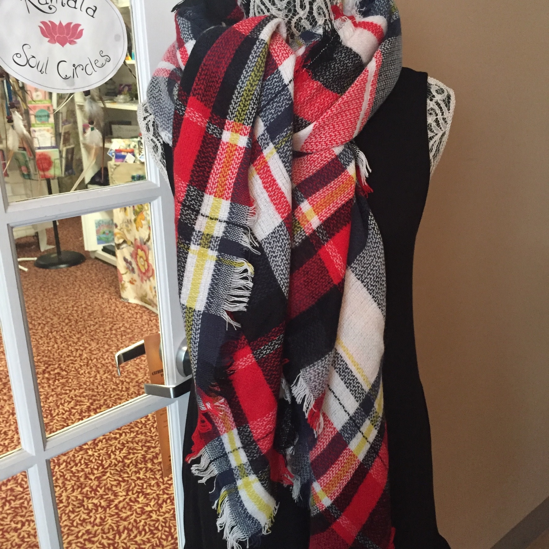 navy plaid scarf
