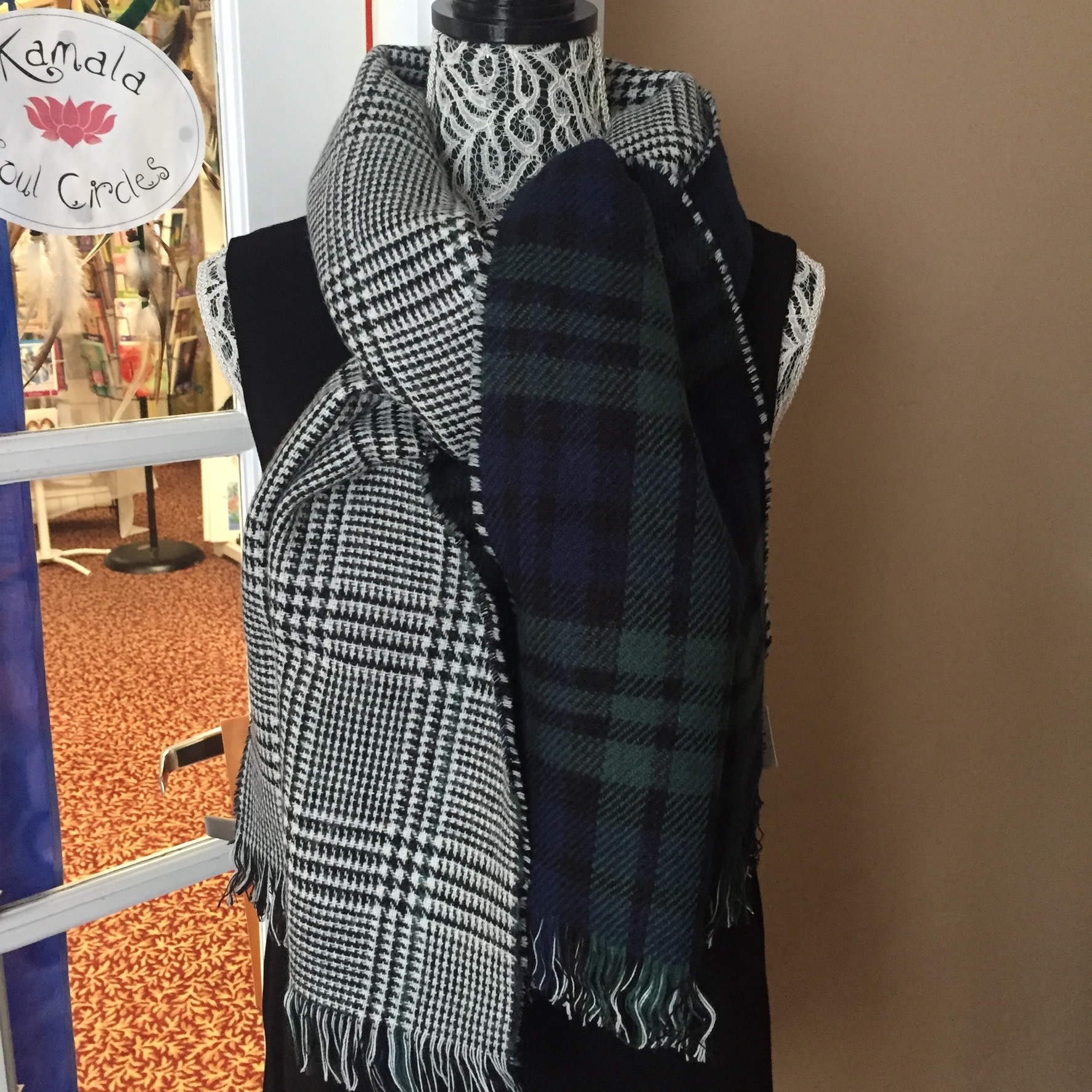 navy plaid scarf
