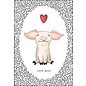 Valentine's Day Card PIGGY HEART