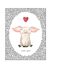 Valentine's Day Card PIGGY HEART