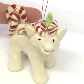LITTLE GUYS HANDCRAFTED CANDYCANE UNICORN  ORNAMENT