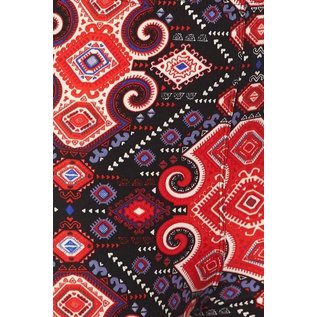 Plus Leggings- Black Red Tapestry