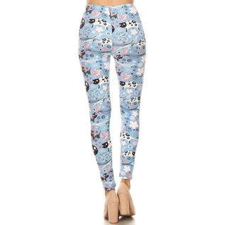 LEGGINGS WHIMSY KITTY FLORAL ONE SIZE