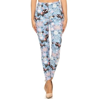 LEGGINGS WHIMSY KITTY FLORAL ONE SIZE