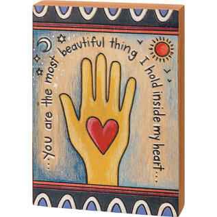 INSIDE MY HEART WOOD BLOCK  SIGN