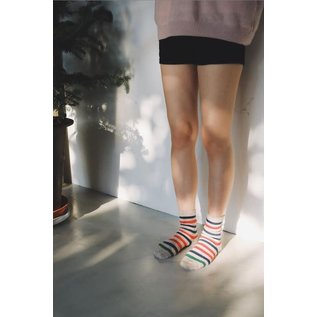 Wool Blend Stripe Socks- Ivory
