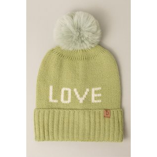 Love Pom Pom Knit Hat- Lime