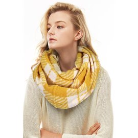 Cozy Plaid Infinty Scarf- Mustard