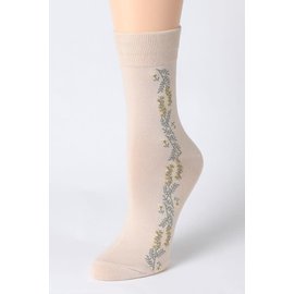 Vintage Flower Socks-Ecru