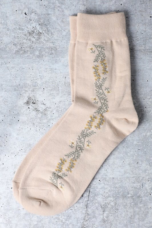 Vintage Flower Socks-Ecru
