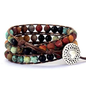 Leather Wrap Beaded Bracelet Heart Button