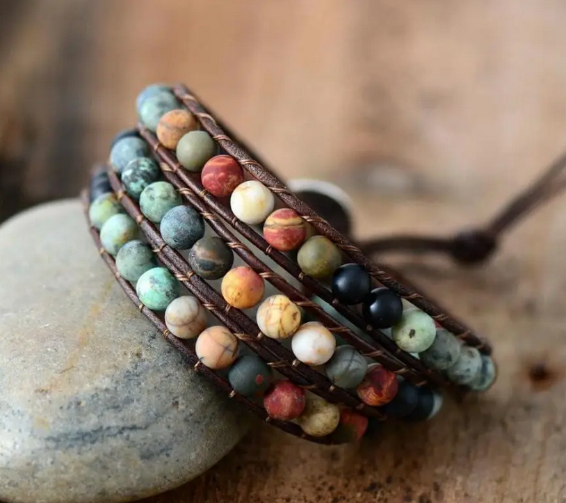 Hippie Heart Leather Wrap Bracelet