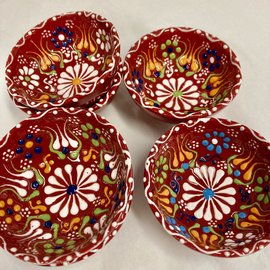 Handmade Red Floral  3" Bowl - Assorted Patterns