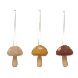 LITTLE WOOLY MUSHROOM ORNAMENT ASSORTED COLORS