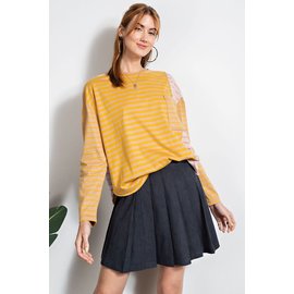 SALE! MUSTARD MIXED STRIPES TOP