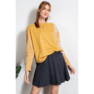 SALE! MUSTARD MIXED STRIPES TOP