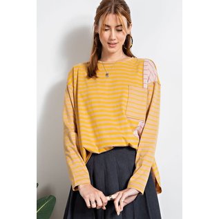 SALE! MUSTARD MIXED STRIPES TOP
