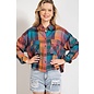 SALE!! ROSE BLUE PLAID CROP BUTTON SHIRT