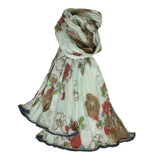 SCARF SOFT AQUA FLORAL COTTON