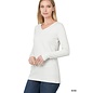 COTTON LONG SLEEVE V-NECK - BONE