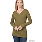 SALE! COTTON LONG SLEEVE V-NECK - DUSTY OLIVE