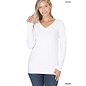 SALE! COTTON LONG SLEEVE V-NECK -WHITE