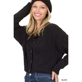 SALE FROM $45- CABLE CARDIGAN - BLACK