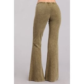 MINERAL WASH BELL BOTTOM -OLIVE GOLD