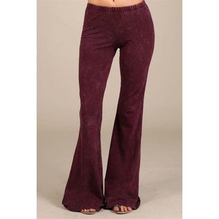 MINERAL WASH BELL BOTTOM -BURGUNDY