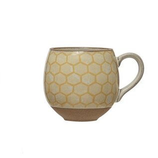 ROUND  BEE MUG - HONEYCOMB WHITE