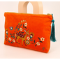 POWDER EMBROIDERED VELVET POUCH - FAWN - large