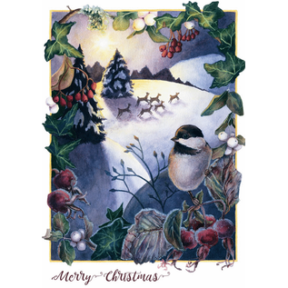 HOLIDAY CARD RUNNING DEER / CHICKADEE