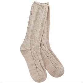 WORLD'S SOFTEST SOCK SOCK WEEKEND RAGG CABLE CREW  - STONE