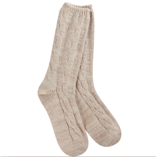 WORLD'S SOFTEST SOCK SOCK WEEKEND RAGG CABLE CREW  - STONE