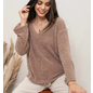 SALE FROM $28 FUZZY CAMEL V-NECK- SMALL ONLY
