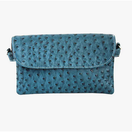 VEGAN OSTRICH  6 PKT CROSSBODY -teal