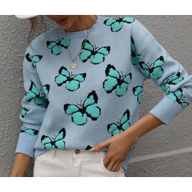 SALE FROM $45 - BLUE BUTTERFLY SWEATER- SMALL ONLY