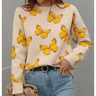 SALE FROM $45 - SUNFLOWER YELLOW BUTTERFLY SWEATER