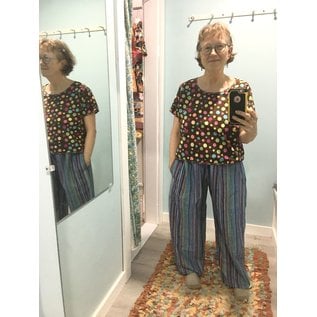 KAMALA DESIGNS PANSY TOP - PASTEL DOTS ON CHOCOLATE
