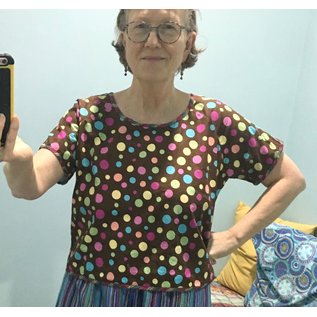 KAMALA DESIGNS PANSY TOP - PASTEL DOTS ON CHOCOLATE