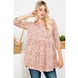 MAUVE FLORAL BABY DOLL TOP SMALL TO 3X