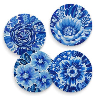 BLUE AND WHITE FLOWERS COASTER SET