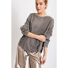ASH GREY MINERAL WASH TERRY TOP