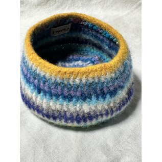 HAND MADE WOOL FELTED BOWL in BLUES