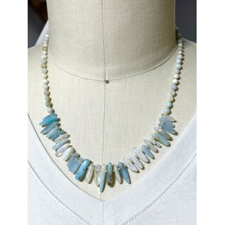 AMAZONITE AND MOONSTONE SPEARS HANDMADE NECKLACE