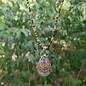Seismic Silver SIMPLE CRAZY LACE AGATE PENDANT ON AMBER BEADS