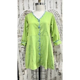 MYRA TUNIC - LARGE- LIME COTTON