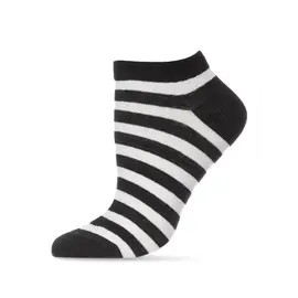 MEMOI BLACK  STRIPE SHORTIE SOCK