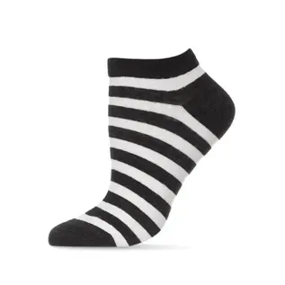 MEMOI BLACK  STRIPE SHORTIE SOCK